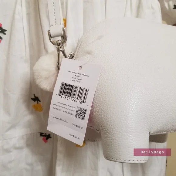 BEAUTIFUL ARTIC FRIENDS POLAR ANIMAL WHITE BEAR WEARING BLUE SCARF KATE SPADE - Picture 6 of 9